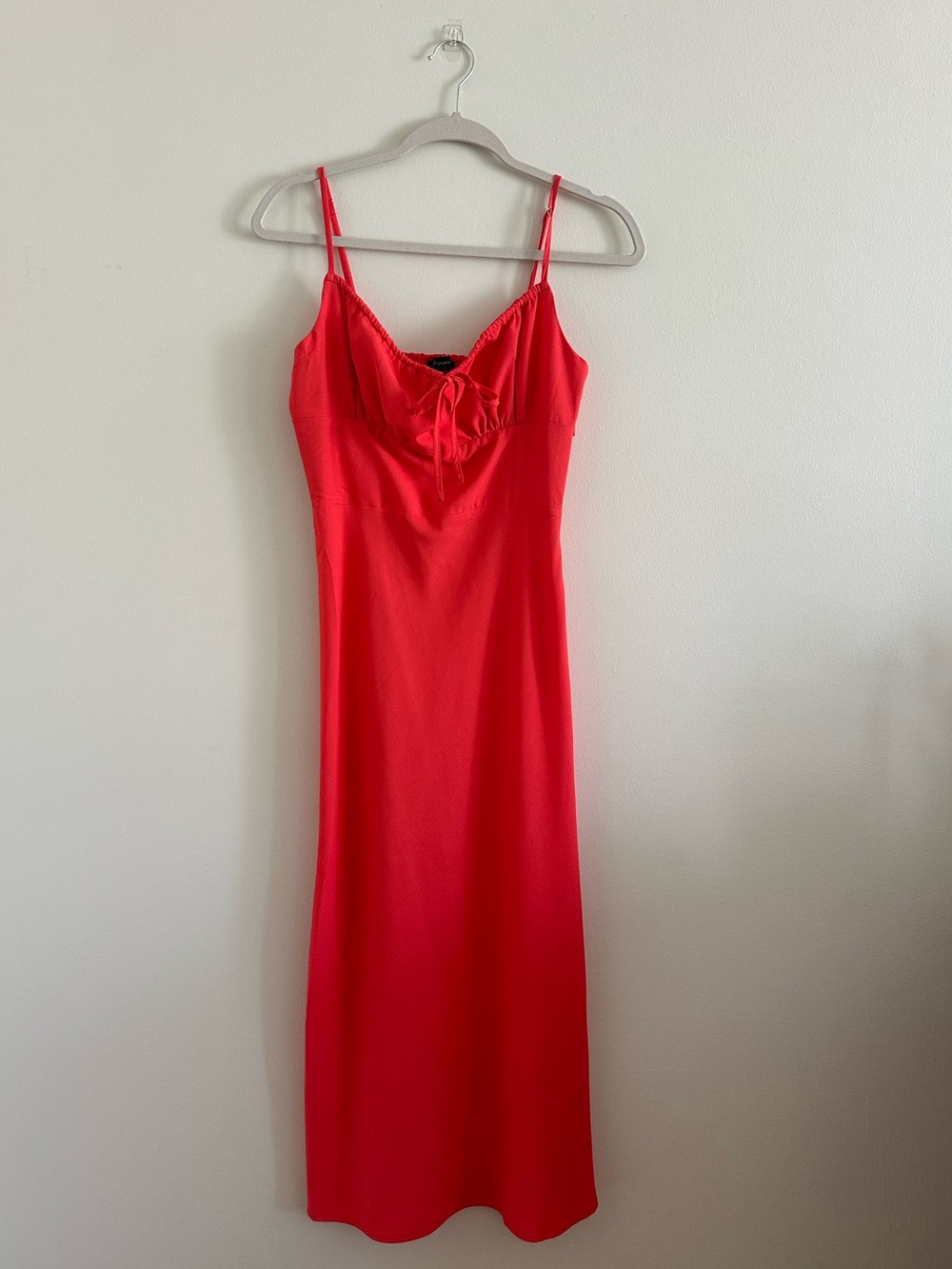 Shinestar Bright Red Slip Dress with Adjustable Spaghetti Straps